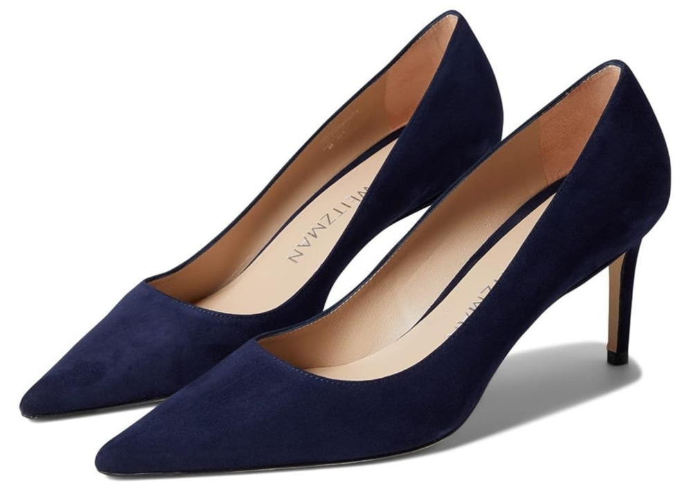 Stuart Weitzman Stuart 75 Stiletto Pumps Blue Suede Pointed Toe Size 8.5 B